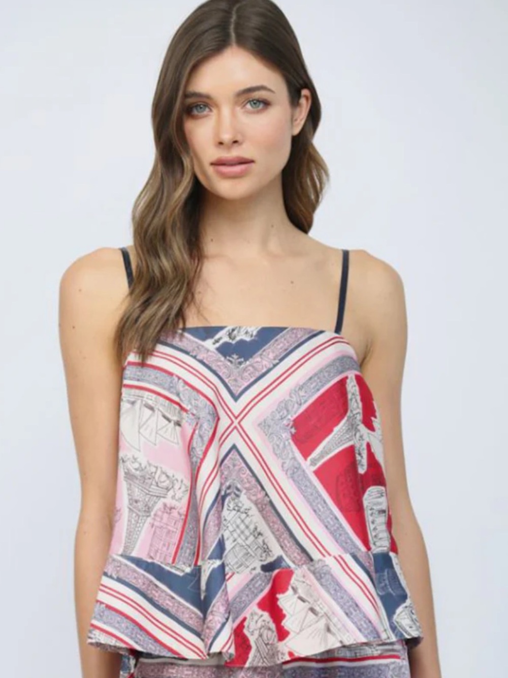 NWT Destination Print Tie Back Top